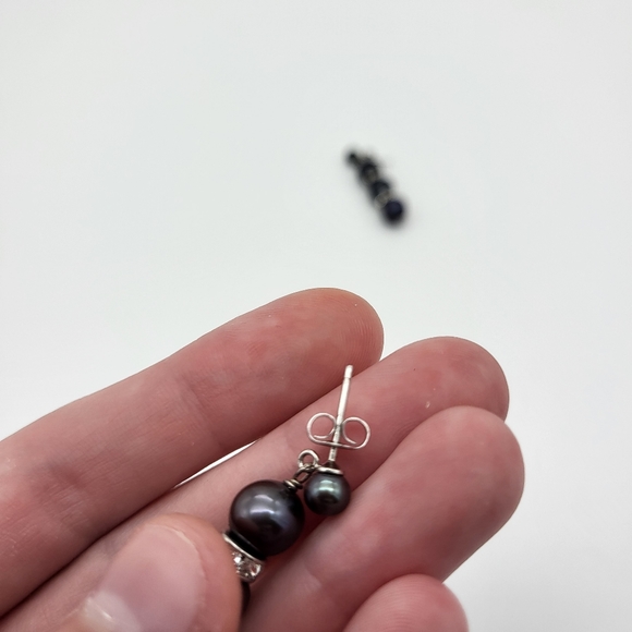 Vintage 925 silver pearl earrings - Picture 3 of 5